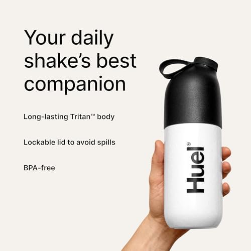 Botella de Mezcla Huel Black Edition | Libre de BPA, Cuerpo de Tritan Duradero | Tapa con Cierre para Evitar Derrames | Guía de Medidas | Apta para - imagen 2