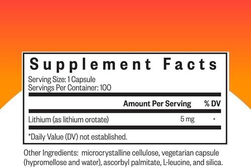 Seeking Health Lithium Orotate - Suplemento Mineral para la Salud Cerebral y Memoria - Fórmula Sin OGM y Sin Gluten - 5 mg, 100 Cápsulas - imagen 2