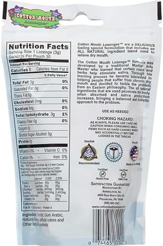 Caramelos Cotton Mouth para Alivio de Boca Seca Mezcla de Frutas 3.3oz (3 Bolsas) | Sin Azúcar, Sin Gluten, Sabor Frutal Delicioso, 30 Piezas - imagen 2