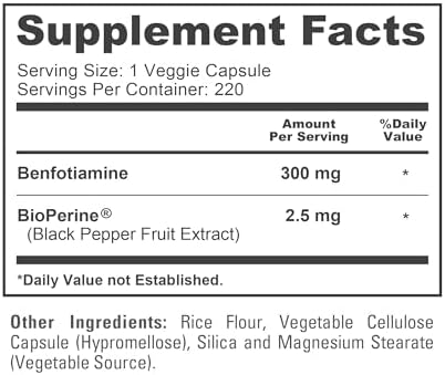 NusaPure Benfotiamina 300mg en Cápsulas Veganas 220 Contenido (No GMO, Vegano) con Bioperina - imagen 4