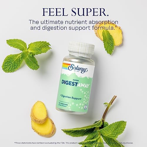 SOLARAY Super Digestaway Enzimas Digestivas - Pancreatina, Papaina, Jengibre, Pepsina, Betaína HCl, Aloe Vera y Más - Apoyo a la Digestión y - imagen 3