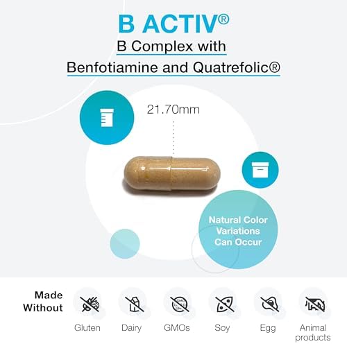 XYMOGEN Complejo de Vitaminas B - Vitaminas B Activadas con Benfotiamina y Quatrefolic - Apoyo para Adrenales, Inmunidad y Sistema Nervioso - 30 - imagen 3