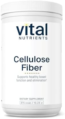 Vital Nutrients Polvo de Fibra de Celulosa - 375g - Suplemento de Fibra Insoluble para Función Intestinal Saludable - Libre de Gluten, Lácteos y Soja - imagen 1