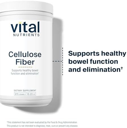 Vital Nutrients Polvo de Fibra de Celulosa - 375g - Suplemento de Fibra Insoluble para Función Intestinal Saludable - Libre de Gluten, Lácteos y Soja - imagen 3