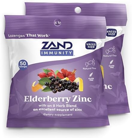 ZAND Inmunidad Pastillas para la Garganta de Saúco y Zinc 2-Pack - Suplemento de Apoyo Inmunológico, Sabor Natural, Sin Gluten, 50ct cada una - imagen 1