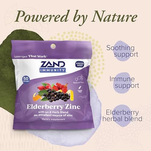 ZAND Inmunidad Pastillas para la Garganta de Saúco y Zinc 2-Pack - Suplemento de Apoyo Inmunológico, Sabor Natural, Sin Gluten, 50ct cada una - imagen 3