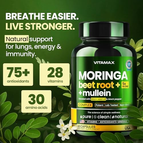 Cápsulas de Moringa, Raíz de Betabel y Hoja de Malva - Suplemento Energético, para la Piel e Inmunidad - Rico en Antioxidantes y Vitaminas - 60ct - imagen 3