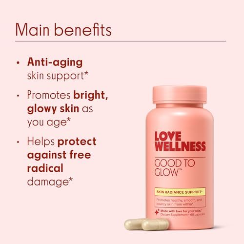 Love Wellness Good to Glow | Suplemento de colágeno con biotina, vitamina C, E, ashwagandha y zinc | Piel suave, radiante y clara | 60 cápsulas - imagen 4