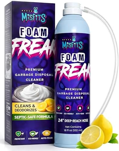 Limpiador y Desodorante Espumoso Micro Misfits para Desechos de Cocina | Fórmula Enzimática Probiótica | Aroma a Limón | Manguera de 24 Pulgadas | - imagen 1