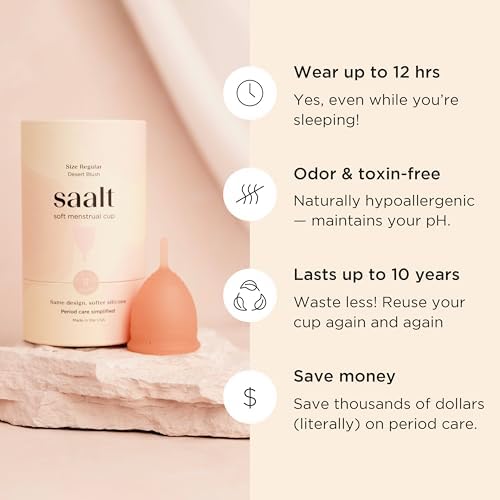 Copa Menstrual Saalt Soft – Copa Reutilizable para Período – Protección Cómoda y Sin Filtraciones hasta 12 Horas – Libre de BPA y Látex – Incluye - imagen 4