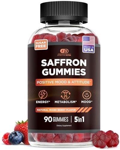 Gomitas de Saffrón Effective Nutra para Adultos 88.5mg - Apoyo al Ánimo y Alivio del Estrés con GABA y Flor de Pasión - Fórmula 5 en 1 - Sin Azúcar, - imagen 1
