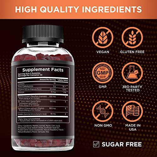 Gomitas de Saffrón Effective Nutra para Adultos 88.5mg - Apoyo al Ánimo y Alivio del Estrés con GABA y Flor de Pasión - Fórmula 5 en 1 - Sin Azúcar, - imagen 5