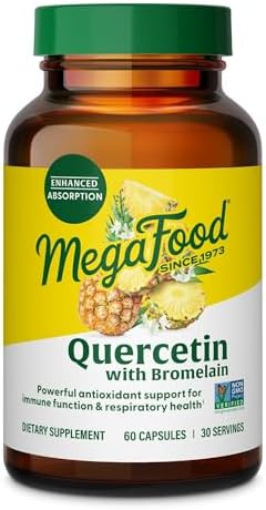 Suplemento MegaFood Quercetina con Bromelina, Apoyo Inmunológico Respiratorio y Estacional, 500mg, Vegano, Sin Gluten, 60 Cápsulas - imagen 1