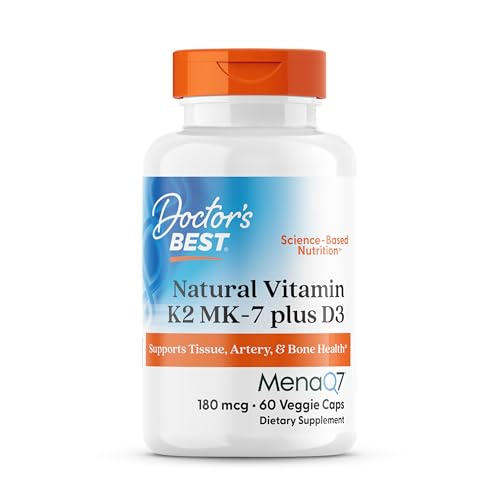 Vitaminas K2 MK-7 y D3 de Doctor's Best - Suplemento para Hombres y Mujeres, Apoya la Salud de Tejidos, Arterias y Huesos, 60 Cápsulas Veganas, Sin - imagen 2