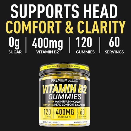Gomitas de Vitamina B2 Riboflavina 400mg – 120 gomitas con Magnesio, CoQ10 y Vitamina B2 para adultos – Sin azúcar, apoya energía y sistema nervioso - imagen 2