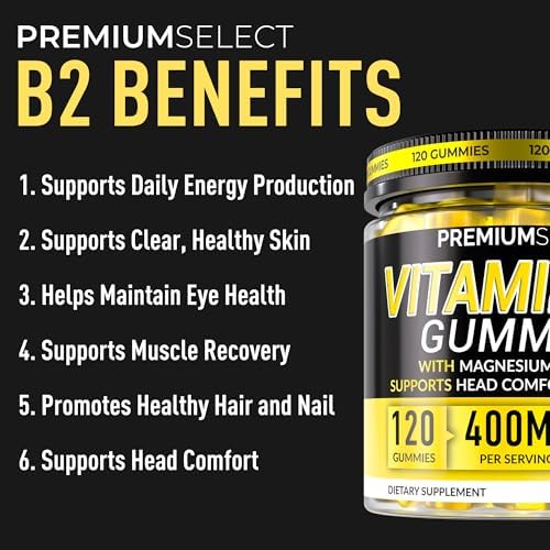 Gomitas de Vitamina B2 Riboflavina 400mg – 120 gomitas con Magnesio, CoQ10 y Vitamina B2 para adultos – Sin azúcar, apoya energía y sistema nervioso - imagen 4