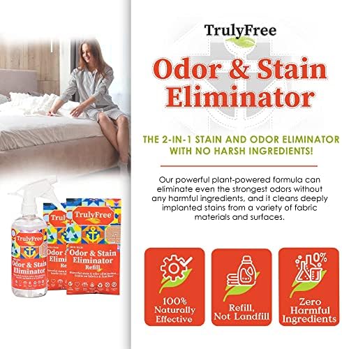 Eliminador de Olores y Manchas Multiusos Truly Free, Eliminador de Olores para Mascotas, Desmanchador para Alfombras, Sofás y Más, Incluye 1 Botella - imagen 4