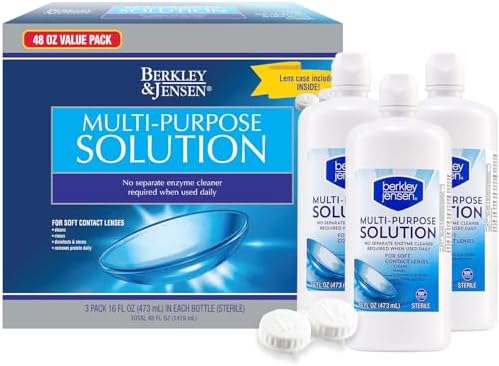 Solución Multiusos Berkley Jensen, 48 oz (Paquete de 3 Botellas de 16 oz) - Solución Estéril para Lentes de Contacto - Limpia, Desinfecta y Elimina - imagen 1