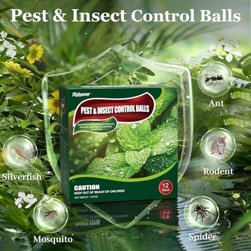 Kufonsung Paquete de 12 Bolas Repelentes de Plagas e Insectos - Repelente de Ratones para Interior y Exterior - Bolas de Menta para Cucarachas, - imagen 2