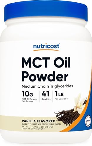 Nutricost Polvo de Aceite MCT Premium (1 LB, Vainilla) - Ideal para Keto, Cetosis y Dietas Cetogénicas - Sin Carbohidratos, No Transgénico y Libre de - imagen 1
