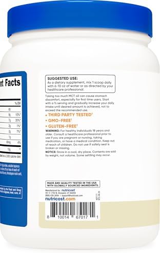 Nutricost Polvo de Aceite MCT Premium (1 LB, Vainilla) - Ideal para Keto, Cetosis y Dietas Cetogénicas - Sin Carbohidratos, No Transgénico y Libre de - imagen 4