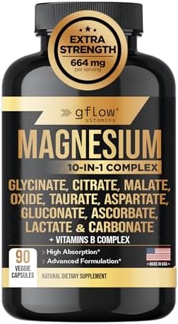 Suplemento de Magnesio Complejo Gflow - 10 Formas Activas, Incluye Glicinato, Citrato, Malato, Óxido, Taurato, Aspartato, Gluconato, Ascorbato, - imagen 1