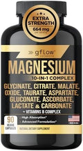 Suplemento de Magnesio Complejo Gflow - 10 Formas Activas, Incluye Glicinato, Citrato, Malato, Óxido, Taurato, Aspartato, Gluconato, Ascorbato, - imagen 1