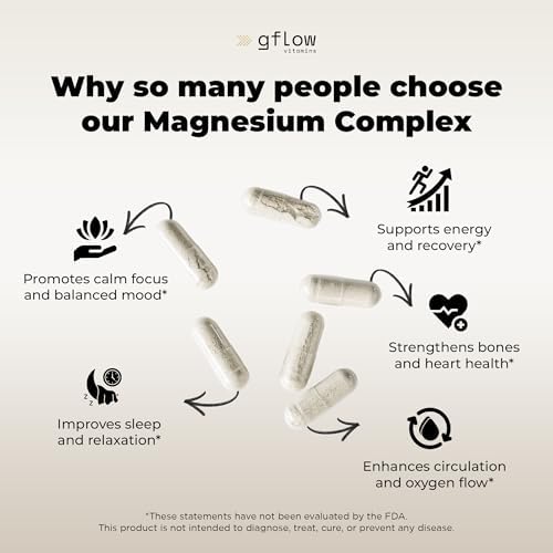 Suplemento de Magnesio Complejo Gflow - 10 Formas Activas, Incluye Glicinato, Citrato, Malato, Óxido, Taurato, Aspartato, Gluconato, Ascorbato, - imagen 4