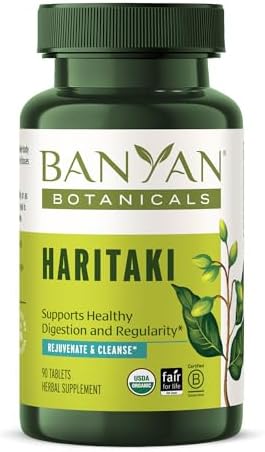 Tabletas Orgánicas de Haritaki Banyan Botanicals – Limpieza Natural del Colon y Soporte Digestivo – Suplemento Detox Interno – 90 Tabletas – USDA - imagen 1