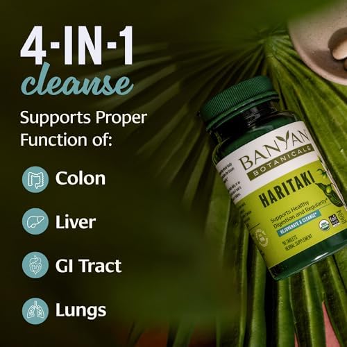Tabletas Orgánicas de Haritaki Banyan Botanicals – Limpieza Natural del Colon y Soporte Digestivo – Suplemento Detox Interno – 90 Tabletas – USDA - imagen 2