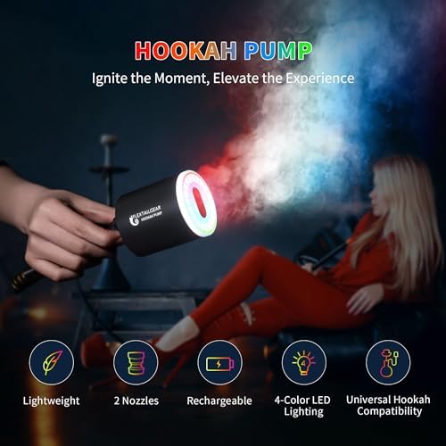 Bomba Eléctrica FLETAILGEAR para Hookah, Accesorios Portátiles con Batería Recargable de 1300 mAh y Luz LED, Ayuda para Encender Carbón, Set para - imagen 2