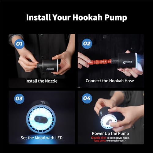 Bomba Eléctrica FLETAILGEAR para Hookah, Accesorios Portátiles con Batería Recargable de 1300 mAh y Luz LED, Ayuda para Encender Carbón, Set para - imagen 6