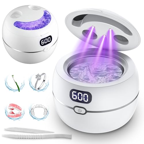 Limpiador Ultrasónico para Retenedores, Dentaduras, Protectores Bucales, Frenos, Cabezas de Cepillo y Joyería, 220ML con Temporizador Digital y UV, 2 - imagen 1