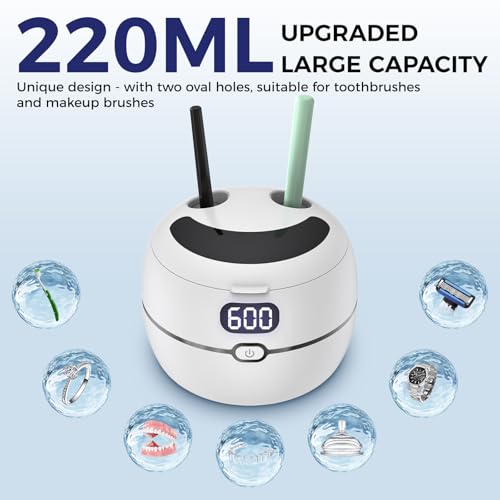Limpiador Ultrasónico para Retenedores, Dentaduras, Protectores Bucales, Frenos, Cabezas de Cepillo y Joyería, 220ML con Temporizador Digital y UV, 2 - imagen 5
