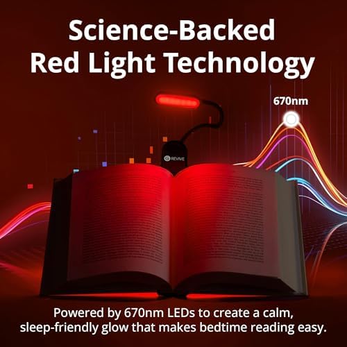 Luz de Lectura Roja Revive - 670nm de Gamma - Terapia del Sueño - Ayuda Natural para Promover Melatonina y Sueño Reparador - imagen 2