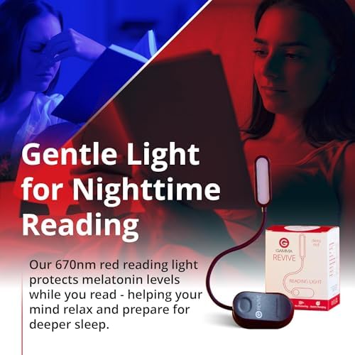 Luz de Lectura Roja Revive - 670nm de Gamma - Terapia del Sueño - Ayuda Natural para Promover Melatonina y Sueño Reparador - imagen 3