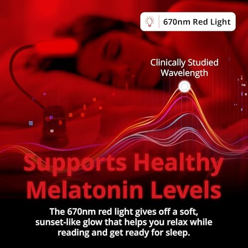 Luz de Lectura Roja Revive - 670nm de Gamma - Terapia del Sueño - Ayuda Natural para Promover Melatonina y Sueño Reparador - imagen 6