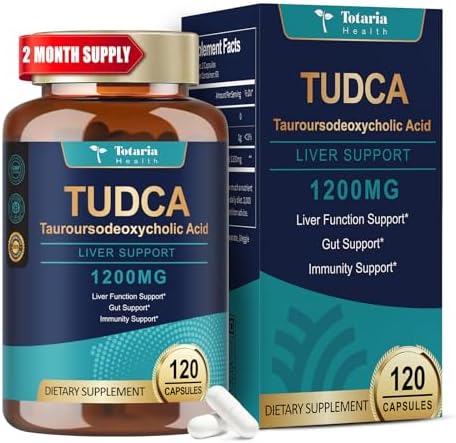 Suplemento Totaria TUDCA 1200mg (Ácido Tauroursodeoxicólico), 120 Cápsulas, Suplementos de Sales Biliares Ultra Potentes para Hígado y Vesícula, - imagen 1