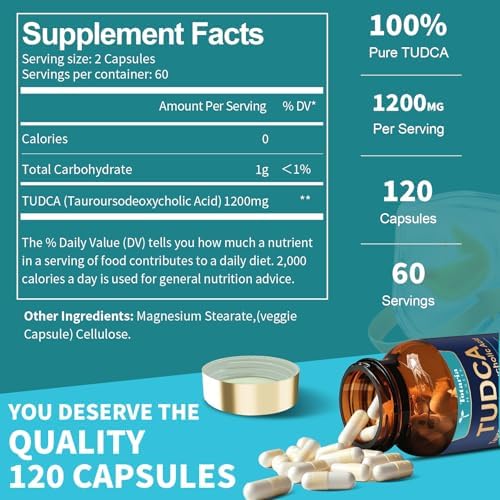Suplemento Totaria TUDCA 1200mg (Ácido Tauroursodeoxicólico), 120 Cápsulas, Suplementos de Sales Biliares Ultra Potentes para Hígado y Vesícula, - imagen 3