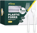 Tenedor de Plástico Desechable de Alta Resistencia [400 Piezas], Cubiertos Transparentes Premium para Fiestas, Picnics y Uso Diario - Resistente al - imagen 1