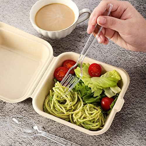 Tenedor de Plástico Desechable de Alta Resistencia [400 Piezas], Cubiertos Transparentes Premium para Fiestas, Picnics y Uso Diario - Resistente al - imagen 4