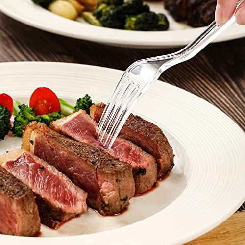 Tenedor de Plástico Desechable de Alta Resistencia [400 Piezas], Cubiertos Transparentes Premium para Fiestas, Picnics y Uso Diario - Resistente al - imagen 5