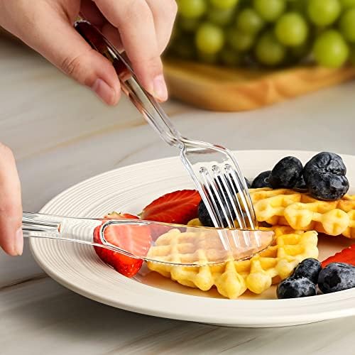 Tenedor de Plástico Desechable de Alta Resistencia [400 Piezas], Cubiertos Transparentes Premium para Fiestas, Picnics y Uso Diario - Resistente al - imagen 6