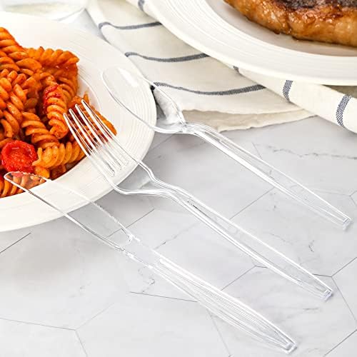 Tenedor de Plástico Desechable de Alta Resistencia [400 Piezas], Cubiertos Transparentes Premium para Fiestas, Picnics y Uso Diario - Resistente al - imagen 7