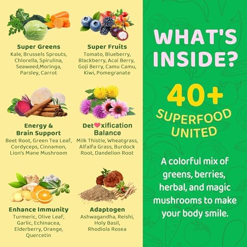 Gomitas de Greens para Adolescentes y Adultos - Multivitaminas Superfood con 40+ Frutas y Verduras, Luteína, Enzimas y Fibra, 1 Paquete - imagen 3