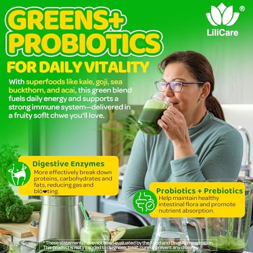 Gomitas de Greens para Adolescentes y Adultos - Multivitaminas Superfood con 40+ Frutas y Verduras, Luteína, Enzimas y Fibra, 1 Paquete - imagen 5