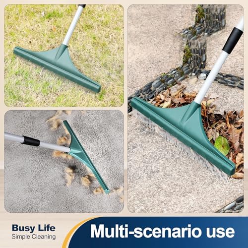 Rastrillo de Césped Artificial Yocada con Mango Telescópico de Hierro para Limpieza de Jardín y Eliminación de Pelo de Mascotas 56.69 - imagen 5