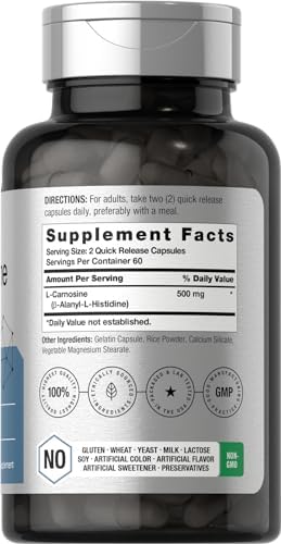 Suplemento de L-Carnosina 500mg Horbäach | 120 Cápsulas | Sin OGM y Libre de Gluten - imagen 2