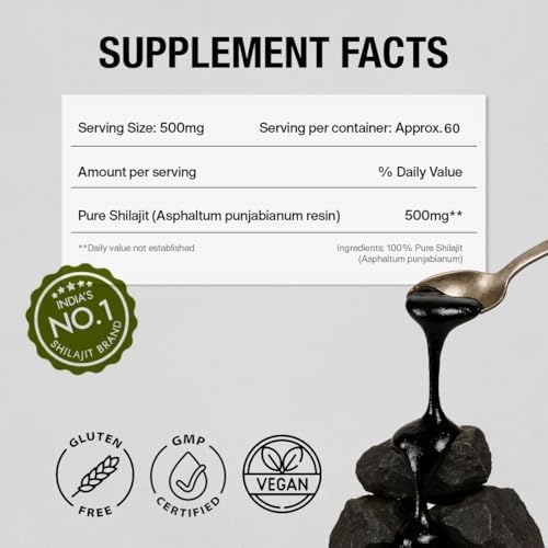 Resina de Shilajit 100% Pura de Kapiva (30g), Alta Potencia para Hombres y Mujeres | 120 Porciones de 250mg | 80+ Minerales Traza, Hasta 70% Ácido - imagen 2