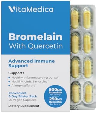 Suplemento de Bromelaina y Quercetina VitaMedica - 500mg Bromelaina y 250mg Quercetina - 2400 GDU para Inmunidad, Soporte Articular, Inflamación y - imagen 1